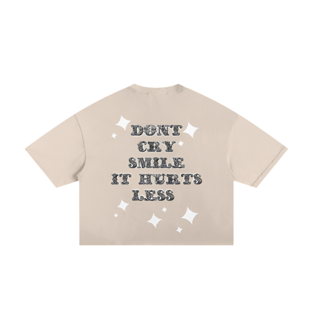 Don't Cry, Smile | Classic Frayed Boxy Tee | EnvyWardrobe