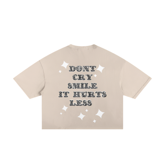 Don't Cry, Smile | Classic Frayed Boxy Tee | EnvyWardrobe