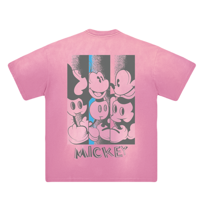 Micky Mouse DGAF | Monkey Washed Distressed Drop Shoulder Crew Neck T-Shirt | EnvyWardrobe