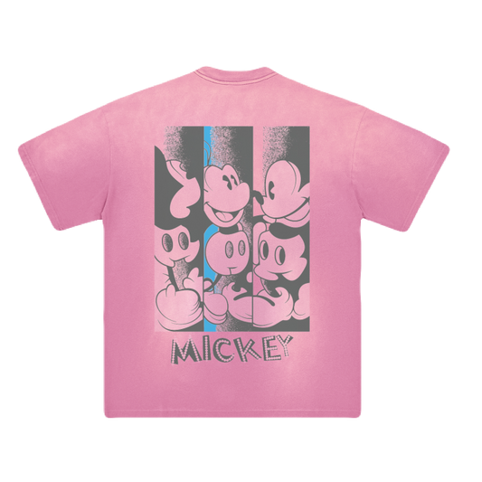 Micky Mouse DGAF | Monkey Washed Distressed Drop Shoulder Crew Neck T-Shirt | EnvyWardrobe